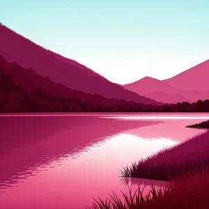 Serene Sunset over Mountain Lake