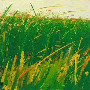 Vibrant Aquatic Grass in Rural Meadow