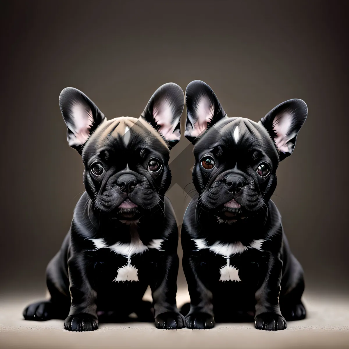 Picture of Cute Purebred Bulldog Puppy Wearing a Bow Tie