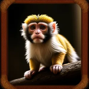 Cute jungle primate with wild fur