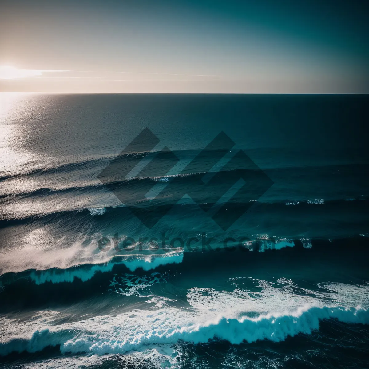 Picture of Tranquil Beach Waves at Sunset: Tropical Paradise