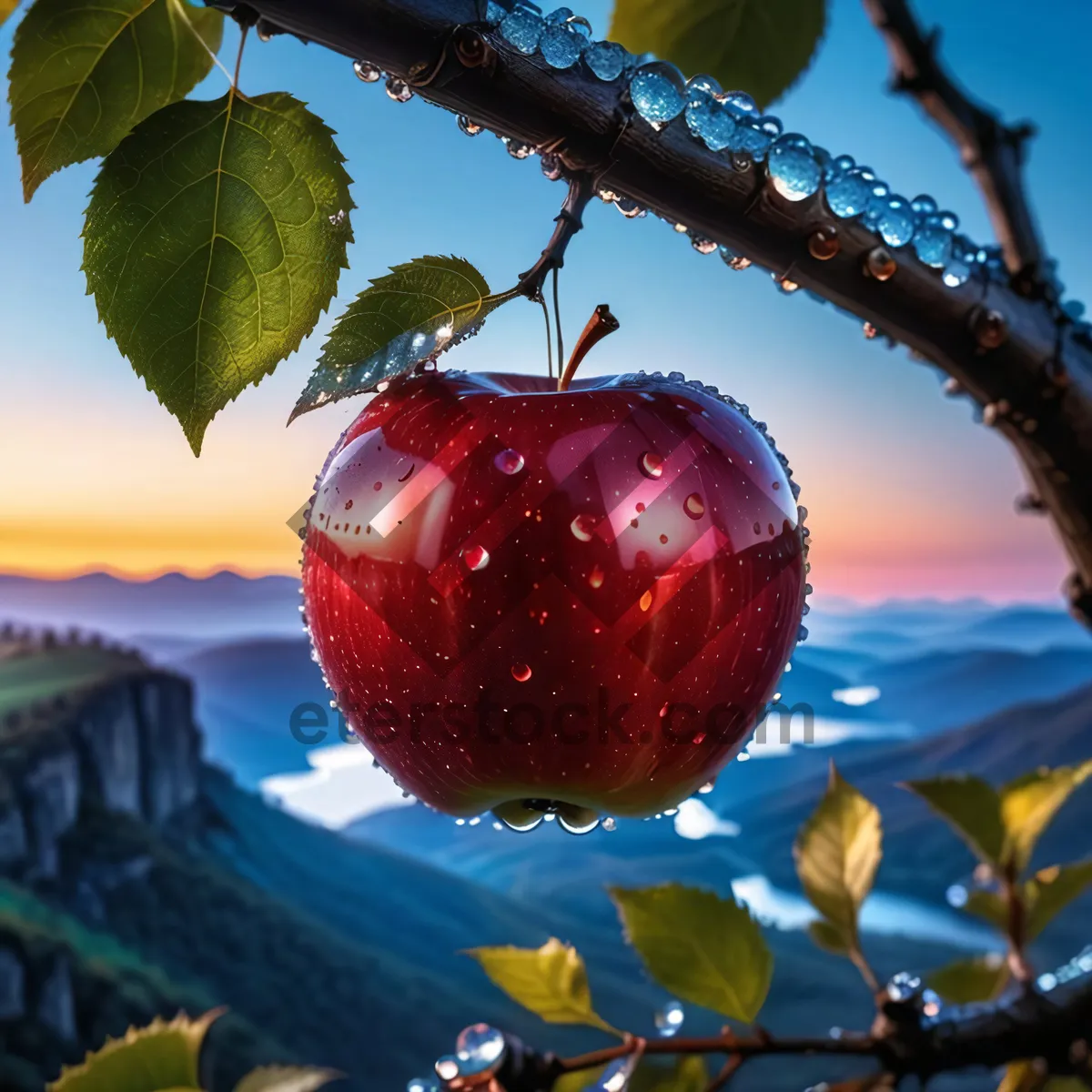 Picture of Juicy red delicious apple, fresh and healthy fruit