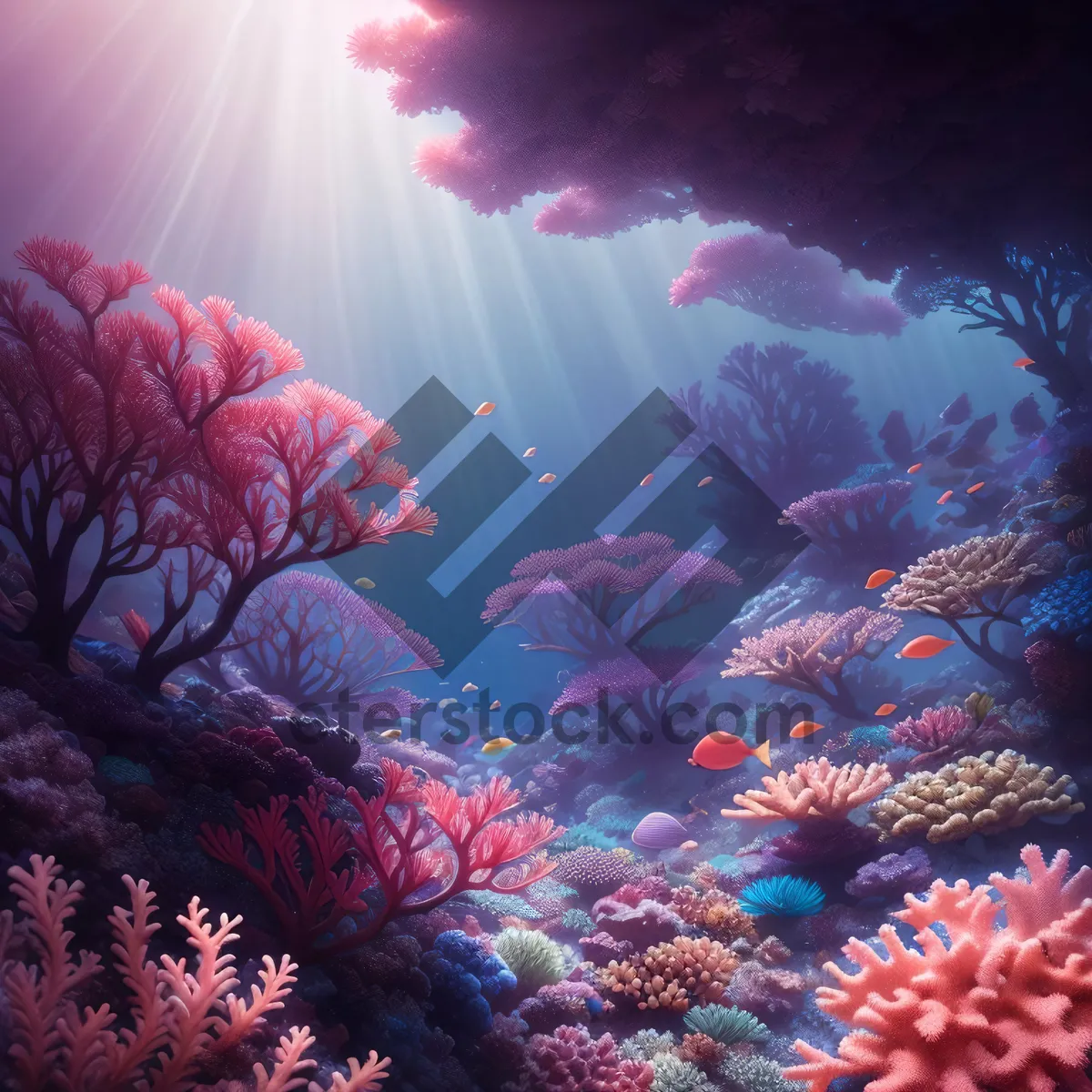 Picture of Colorful Coral Reef at Night: A Vibrant Underwater Party