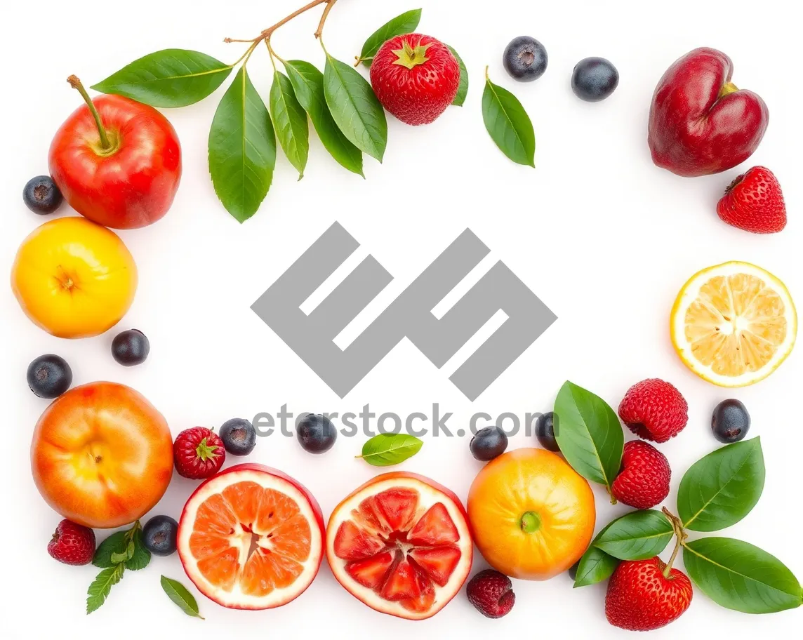 Picture of Fresh and Juicy Fruit Salad with Leafy Greens