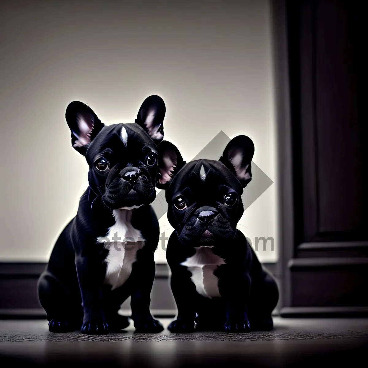 Picture of Black Terrier - Cute Studio Portrait of Domestic Purebred Hunting Dog
