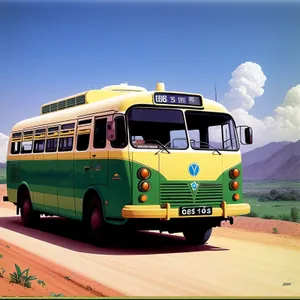 Sky-high School Bus on the Road