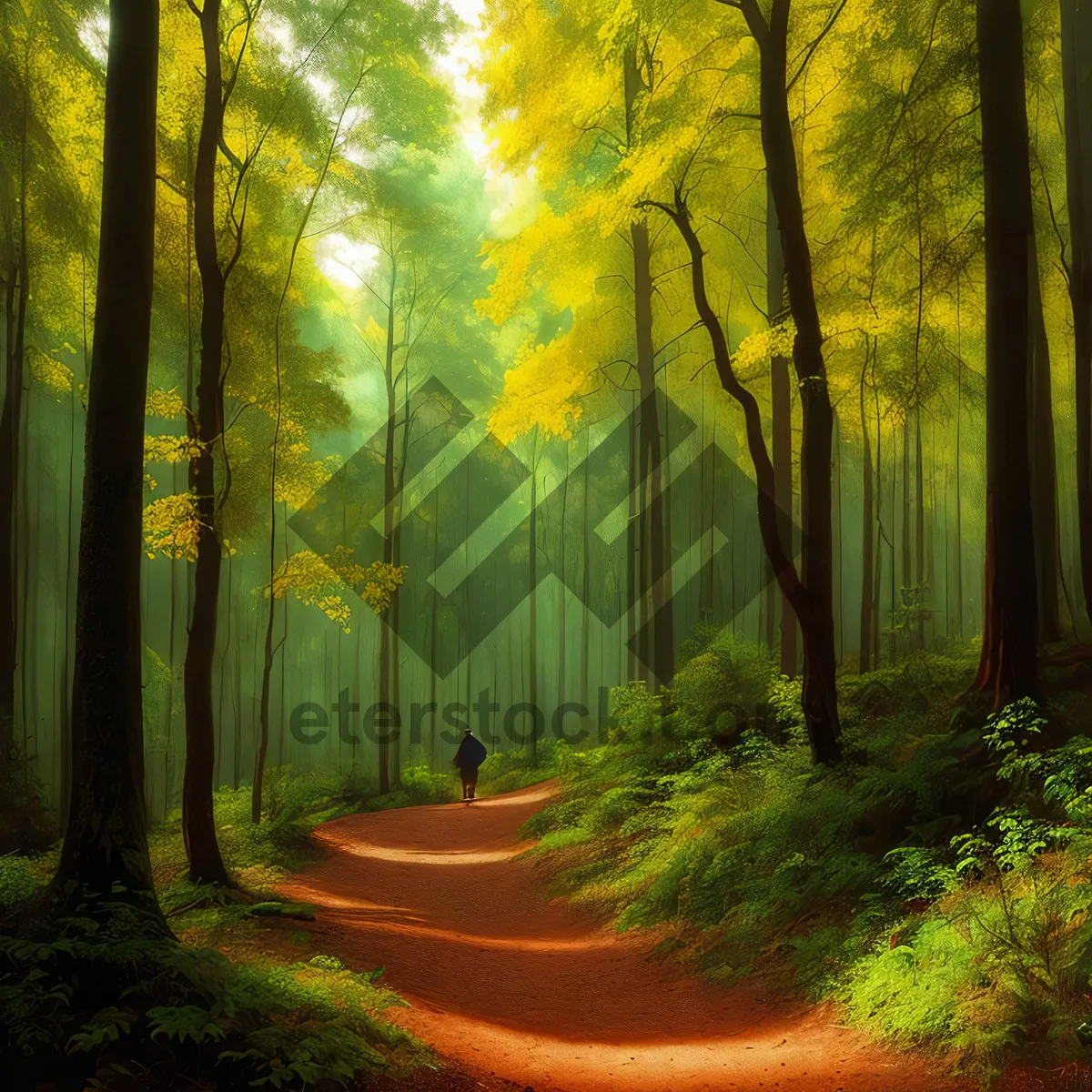 Picture of Autumn Path in Colorful Forest Landscape