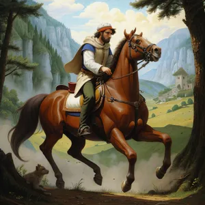 Cowboy riding a stallion with stock saddle