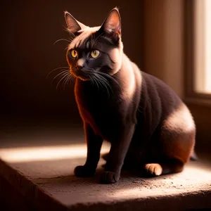 Fluffy Feline Beauty Caught by the Windowsill