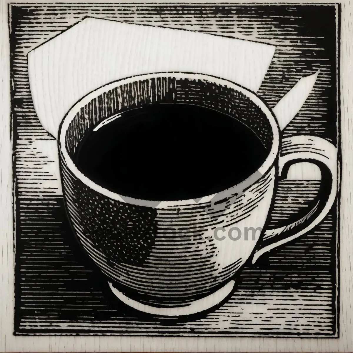 Picture of Hot Coffee in Brown Mug with Saucer