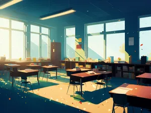 Modern Luxury Office Interior with Wooden Furniture and Lamp