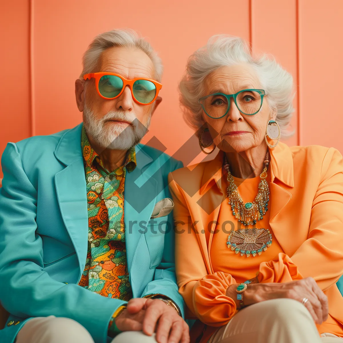 Picture of Happy Couple Wearing Sunglasses Smiling Portrait