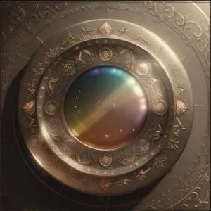 Digital Art: Circle Shield with Chinese Design and Light