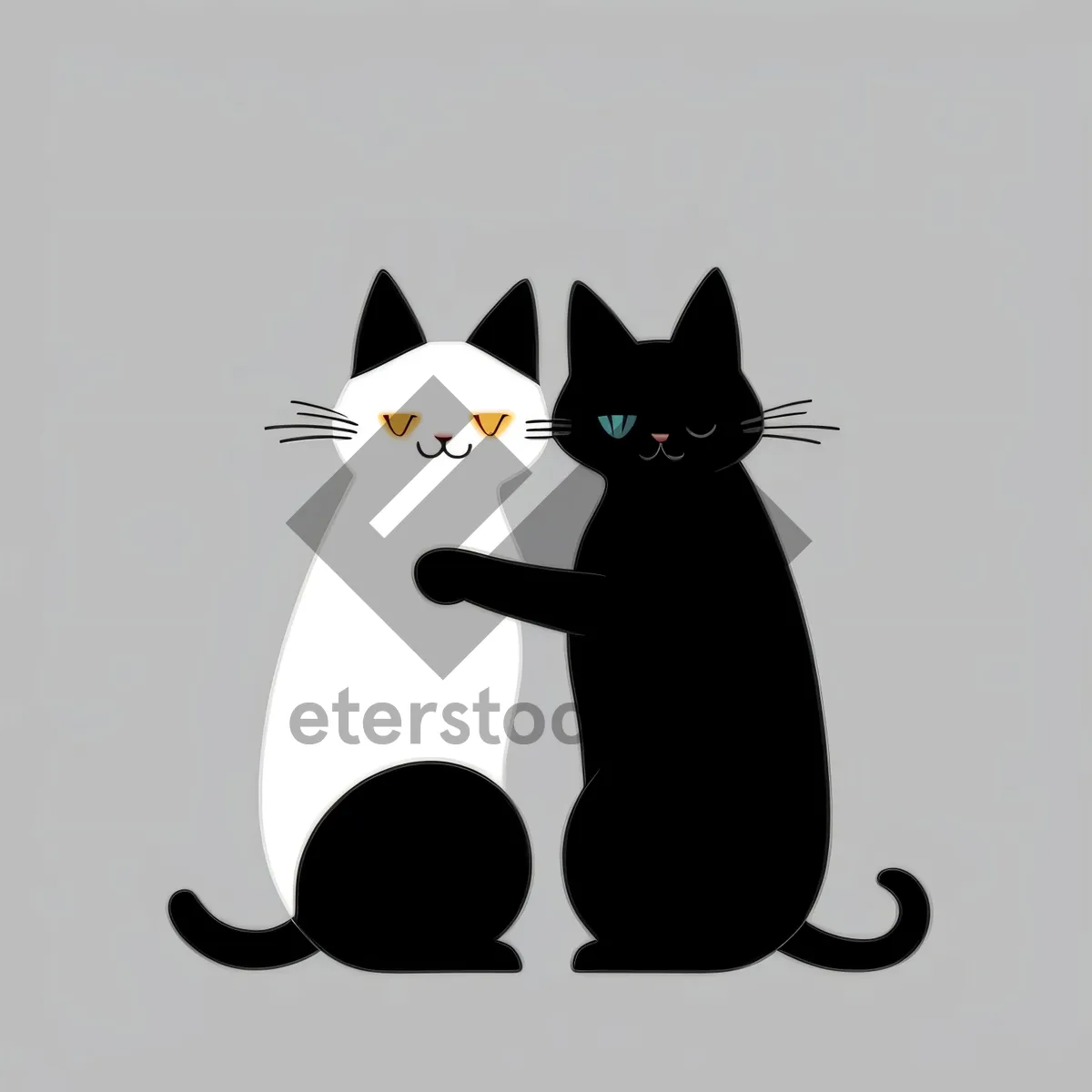 Picture of Cartoon Kitty Silhouette: Cute Animal Art.