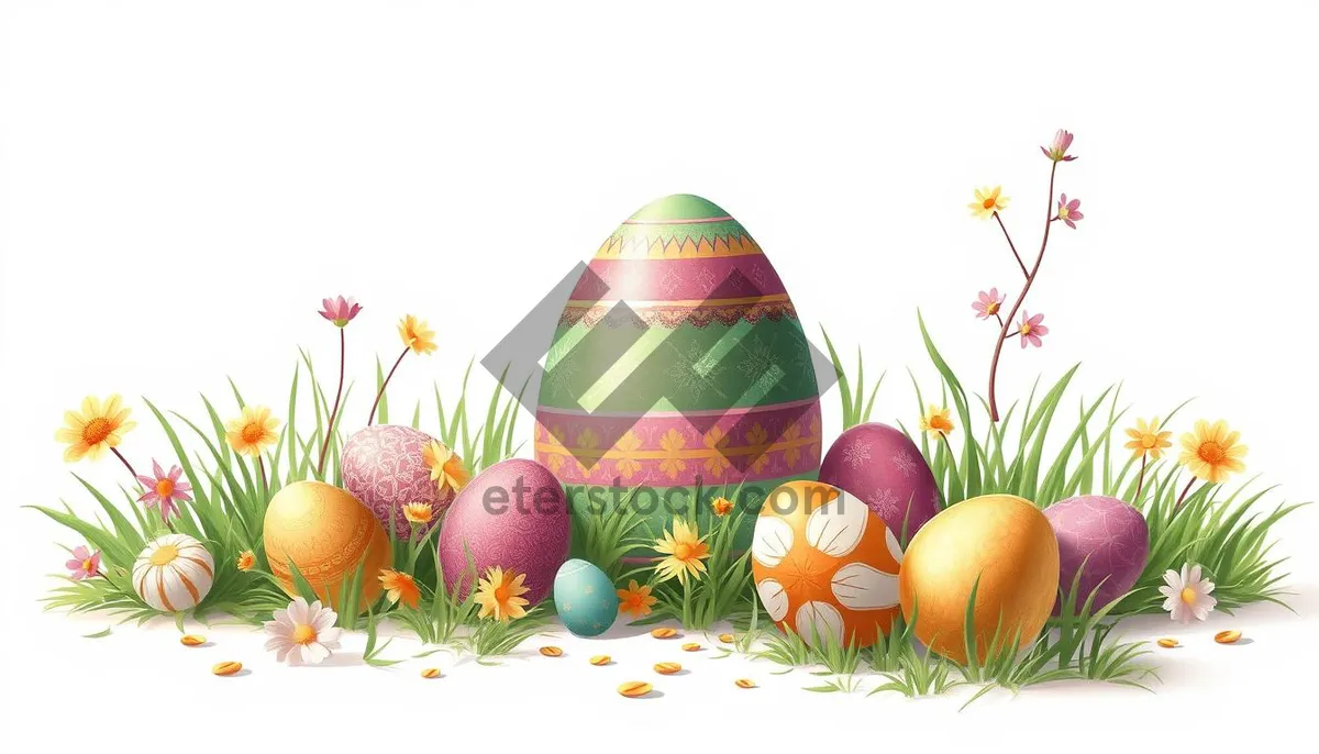 Picture of Colorful Easter egg decoration for holiday celebration.