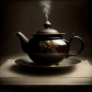 Traditional ceramic teapot for hot beverages.