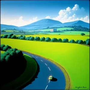 Idyllic Countryside Sunset Over Green Meadow