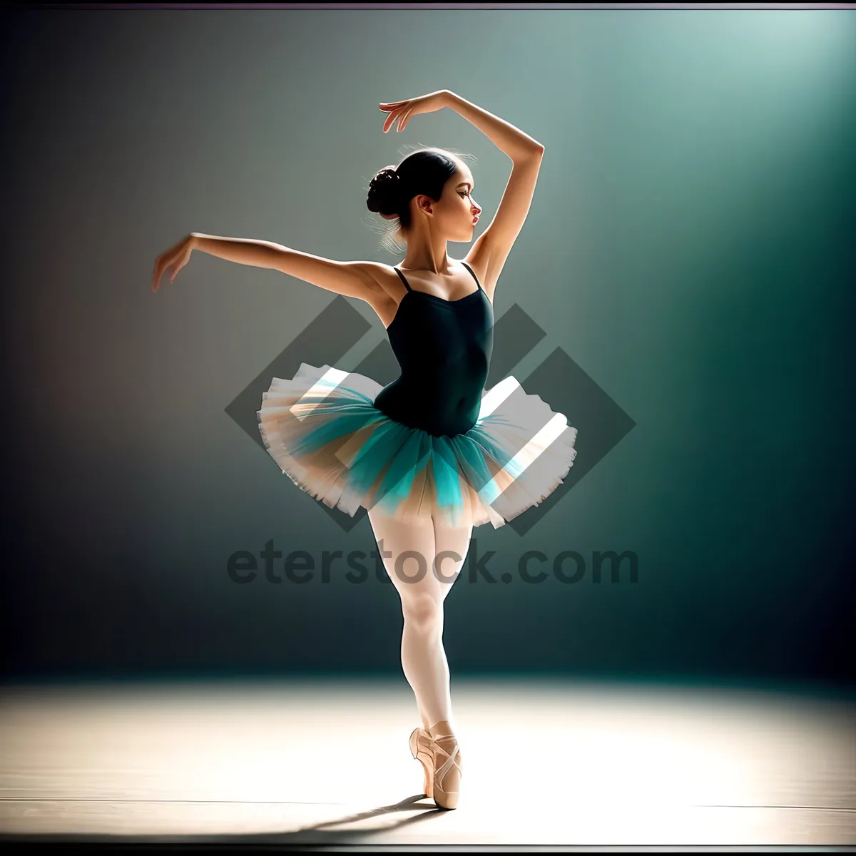 Picture of Elegant Ballet Dancer in Mid-Air Leap - Graceful Motion