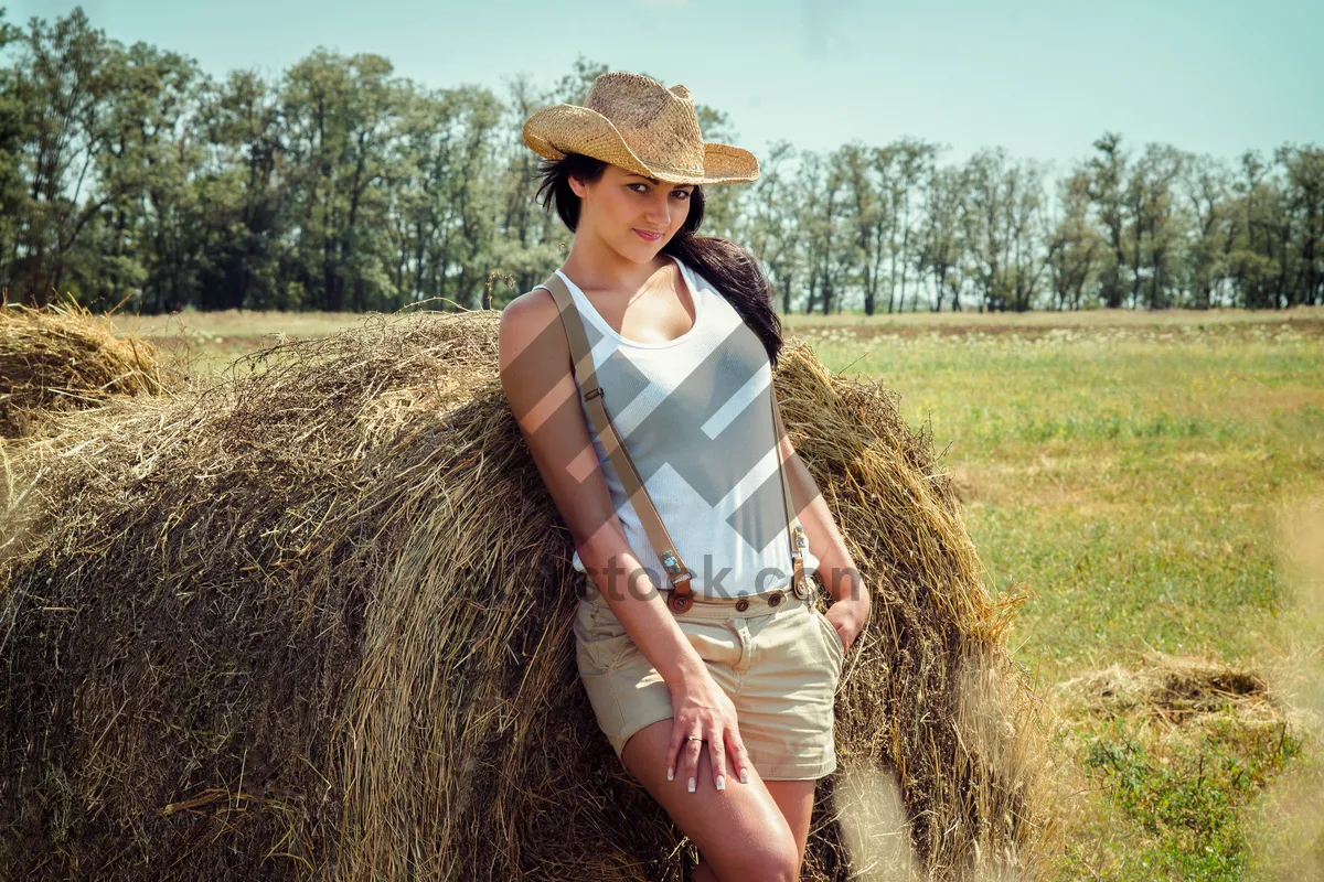 Picture of Happy Woman in Wheat Field on a Summer Day