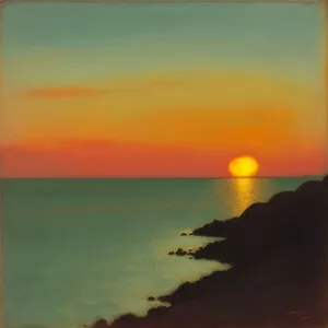 Tropical Sunset Over Ocean Horizon