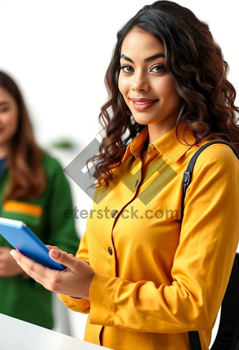 Picture of Smiling brunette businesswoman in office looking professional