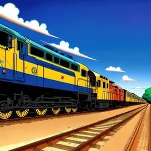 Speeding locomotive on railway track at station