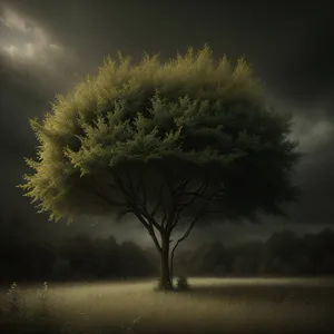 Vibrant Willow in A Sunlit Field