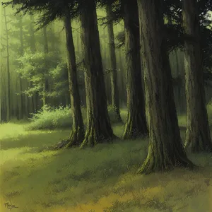 Sunlit Woodland: Tranquil Morning in the Forest