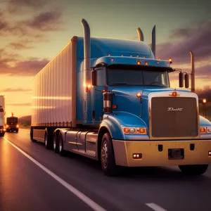 Freight truck speeding on open highway