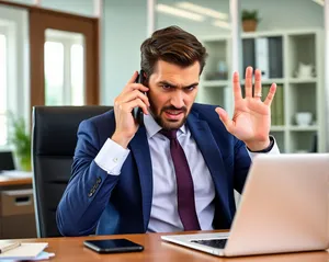 Attractive male business professional with laptop in office.