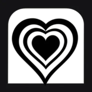 Black Heraldry Icon with Heart Silhouette - Graphic Design Art