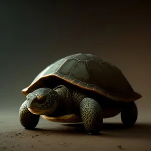 Slow-moving reptile with protective shell - a cute turtle