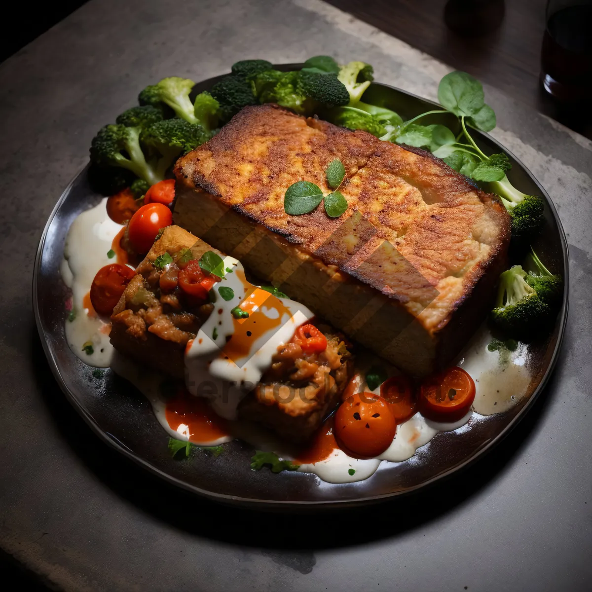 Picture of Delicious salad with grilled meat and vegetables.