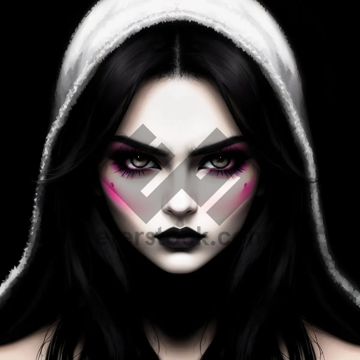 Picture of Black-haired model with seductive makeup pose