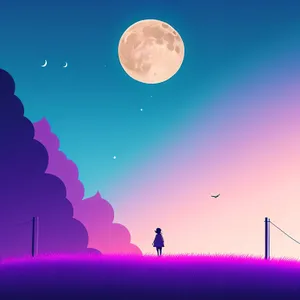 Radiant Skyline: A Dreamy Sunset Over Summer Landscape