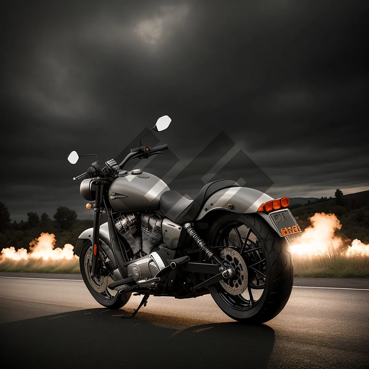 Picture of Speeding Motorcycle on Asphalt - Thrilling Ride!