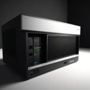 Modern black microwave with digital display