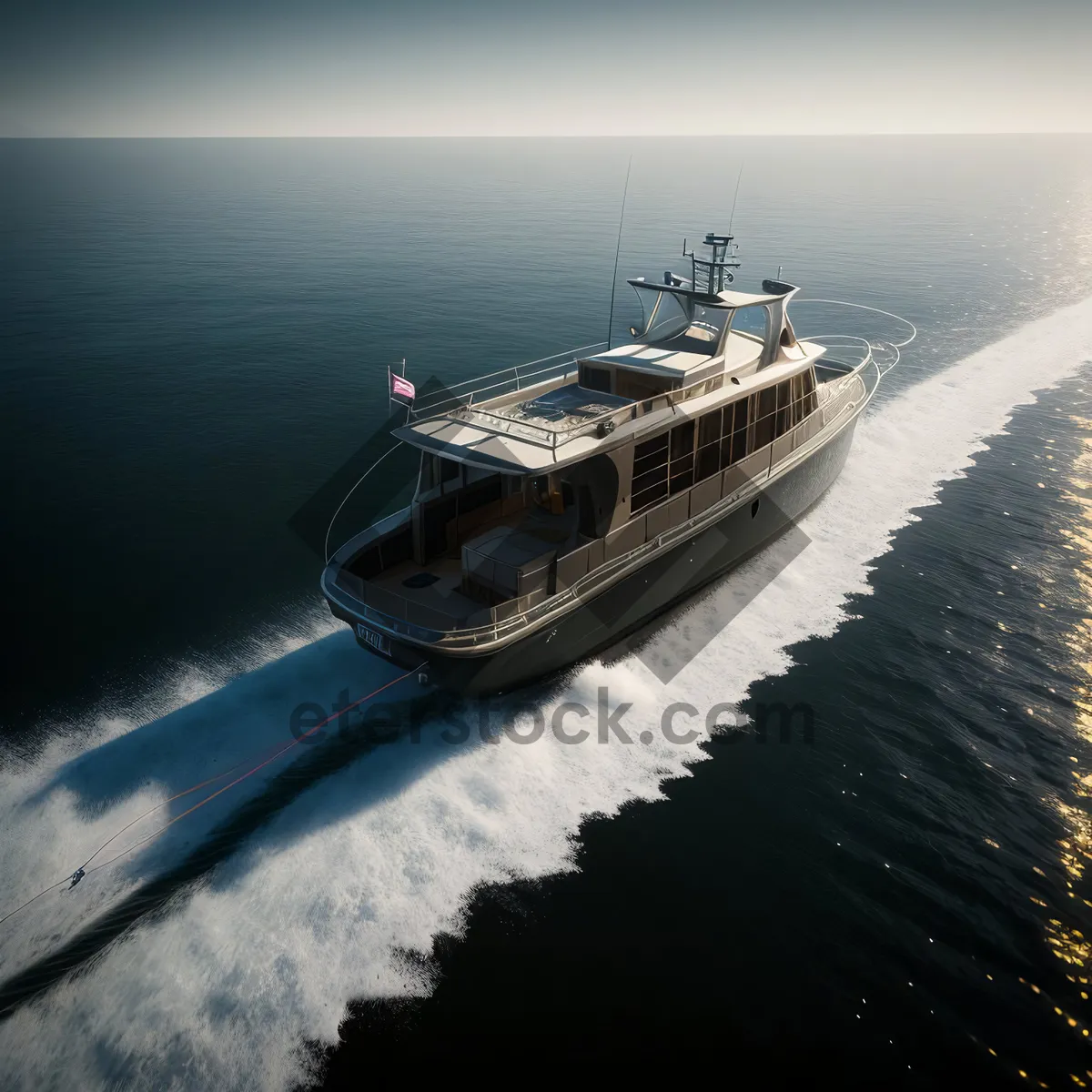 Picture of Ocean-bound Hydrofoil Ship in Vibrant Harbor