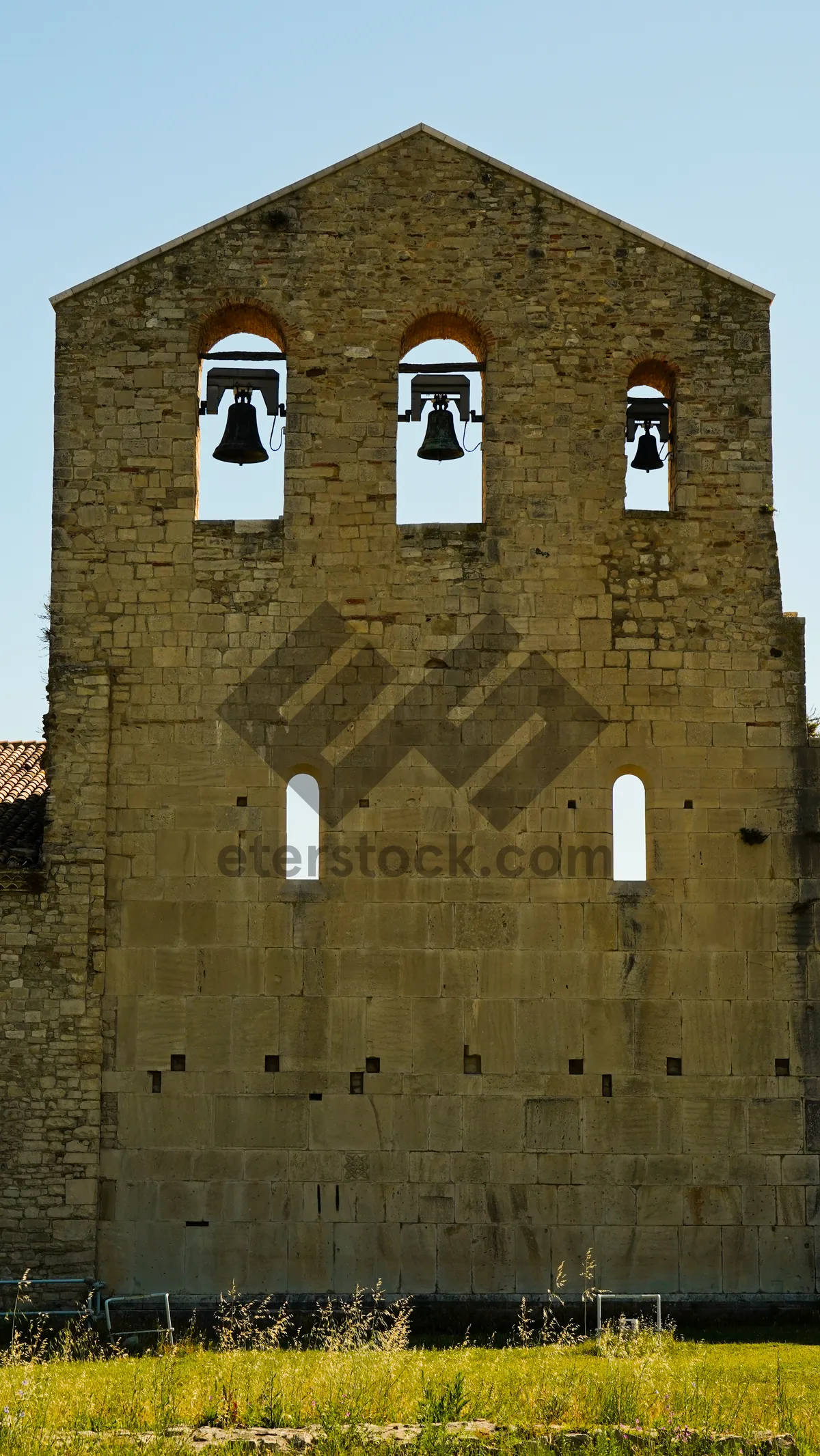 Picture of Historical fortress tower overlooking old medieval town and sky castle