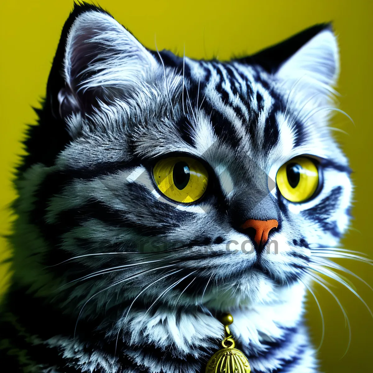 Picture of Cute Gray Tabby Kitty with Whiskers and Fluffy Fur