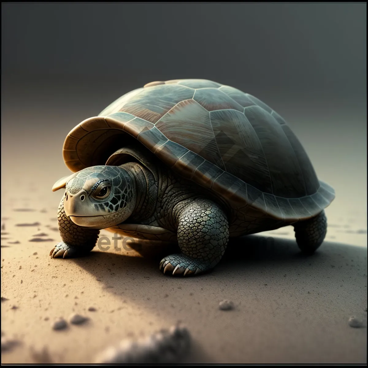 Picture of Sluggish Shell: A Cute Terrapin Turtle Protecting Itself