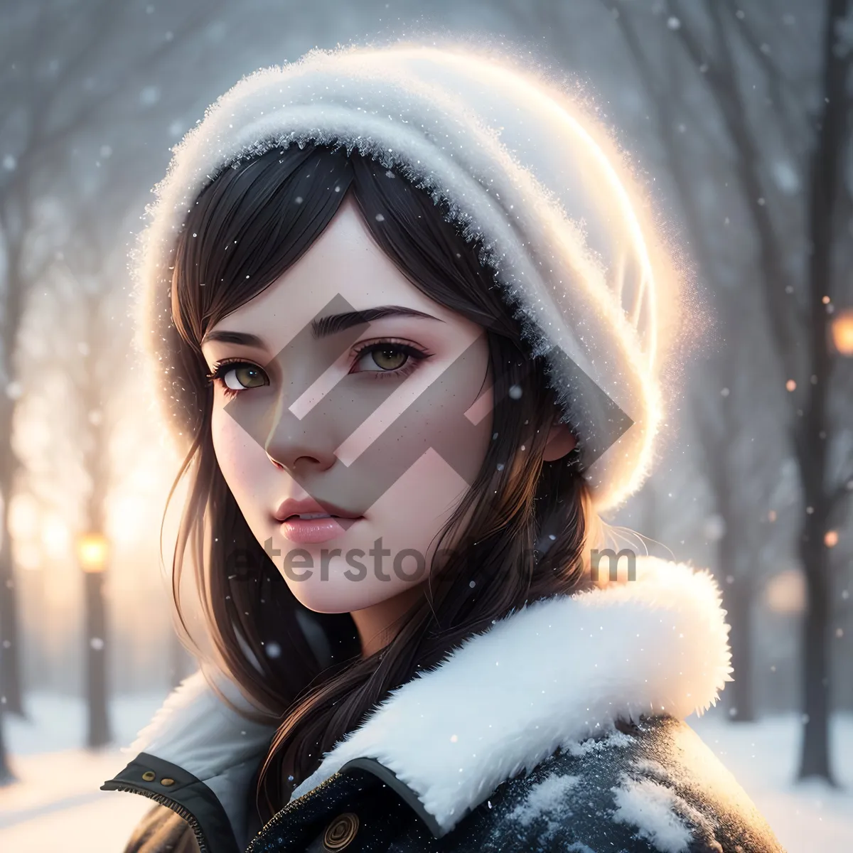 Picture of Winter Fashion: Smiling Face in Snow