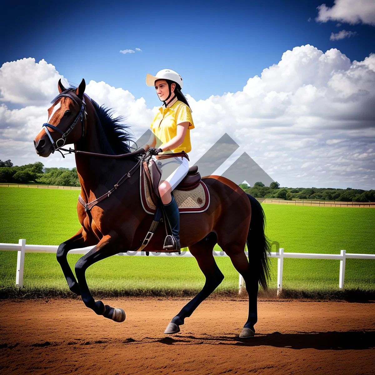 Picture of Thoroughbred Stallion Racing with Polo Mallet