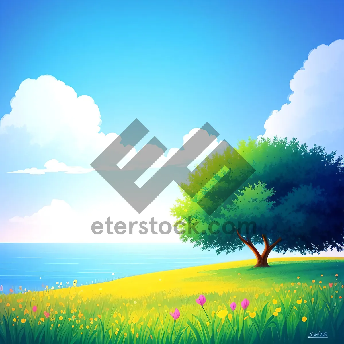 Picture of Golden Summer Meadow Under Sunny Sky