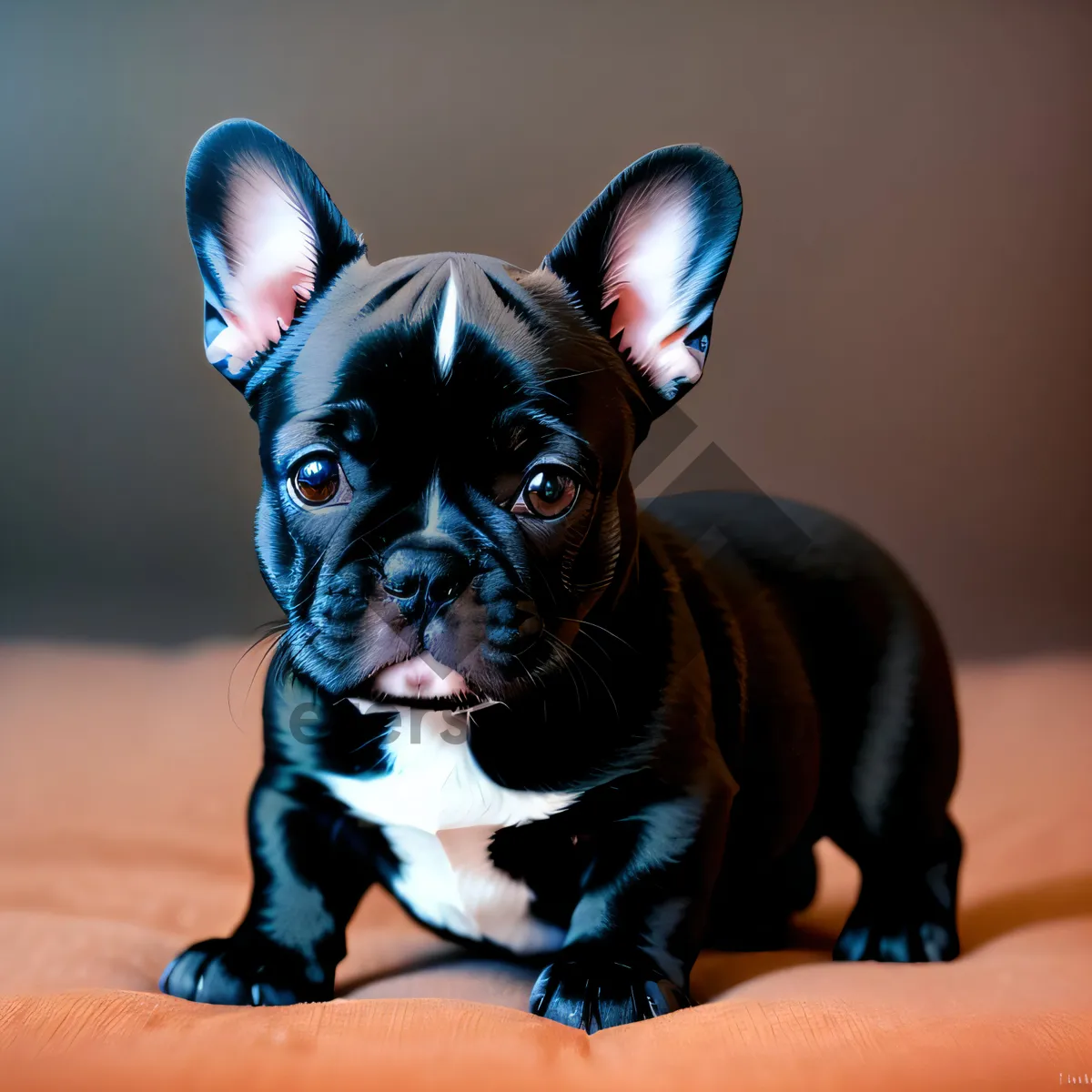 Picture of Adorable Bulldog Puppy with Wrinkled Brown Coat