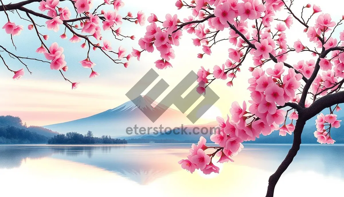 Picture of Japanese Cherry Blossom Tree in Full Bloom