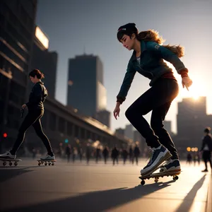 Active male skateboarder showcasing trendy urban style.
