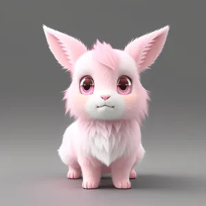 Adorable furry bunny with fluffy ears