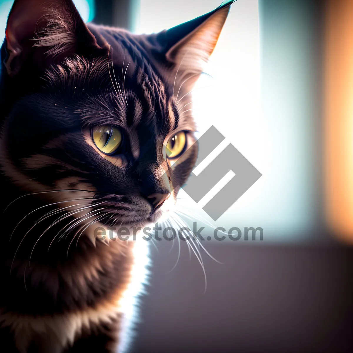 Picture of Adorable fluffy tabby kitten with curious eyes