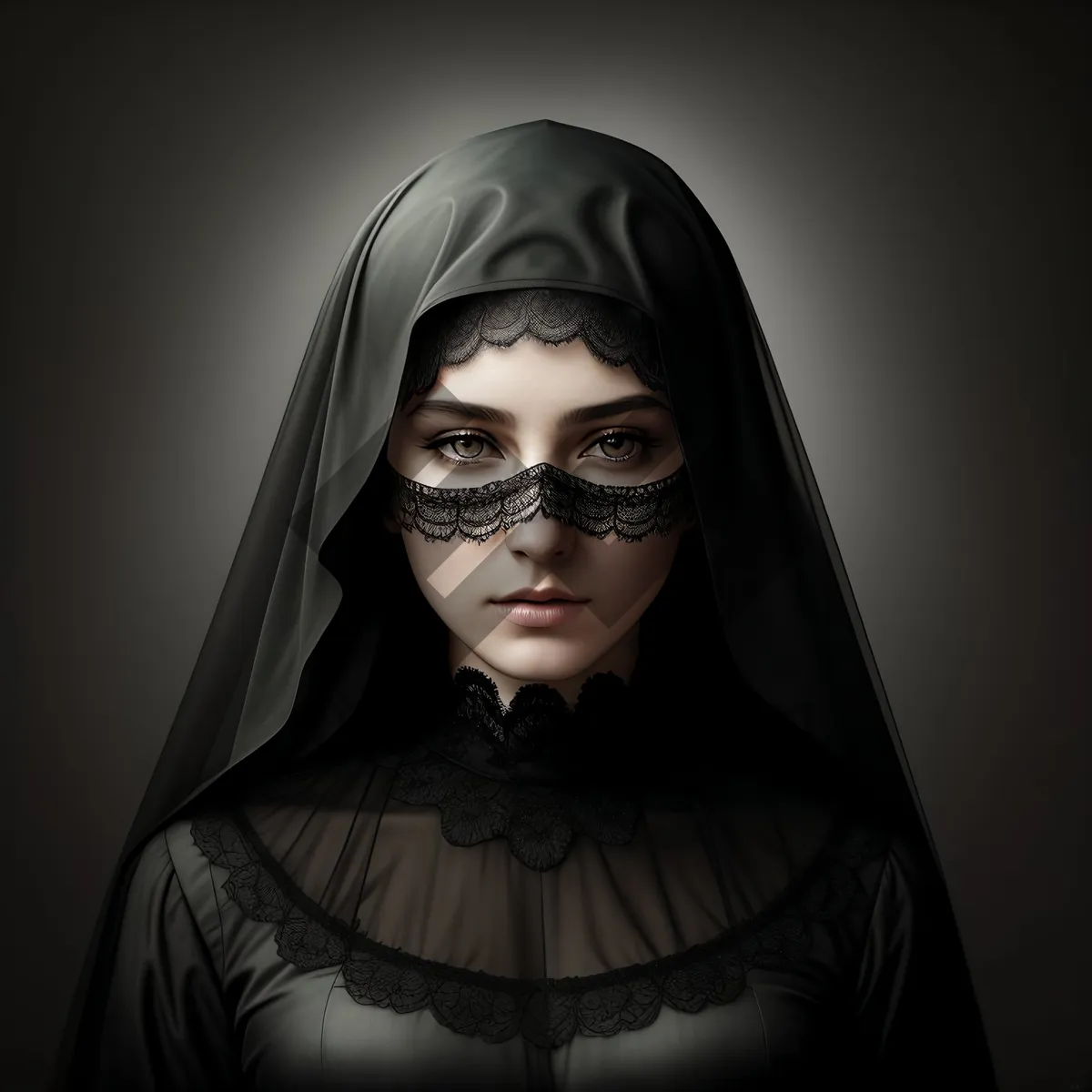 Picture of Venetian Masked Beauty - Seductive Black Attire with Mysterious Eyes